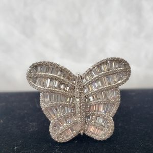 Sterling Silver CZ Butterfly Ring SZ 7